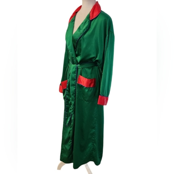 Victoria's Secret Satin Green/Pink Kimono Style Robe - Picture 5 of 11